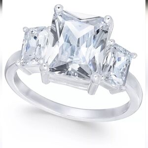 CHARTER CLUB Fine Silver Plated Triple CZ Ring